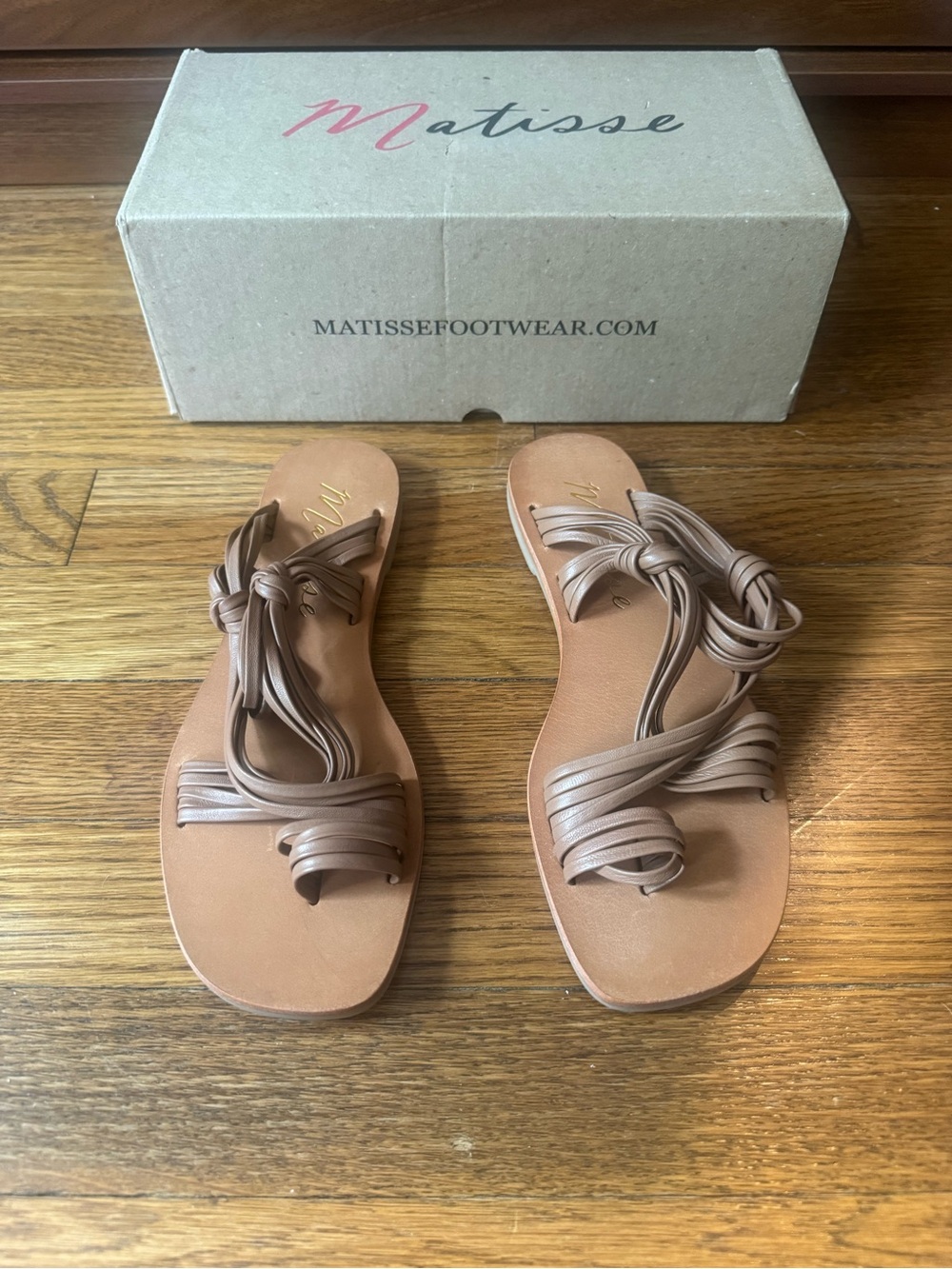 Matisse Brown Knotted Strap Slide Sandals